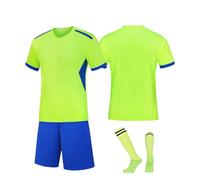 Custom Football Jersey Set for Men Women Youth Personalised Athletic Style Top with Name/Number Logo,25/26 Fans Moisture Wicking 3-Piece Set for Team Game Party & Anniversary Fluorescent Green