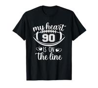Custom Football Player Number 90 My Heart is On The Line T-Shirt