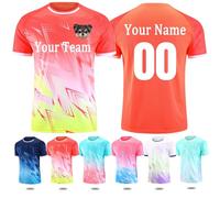 Custom Football Shirt Kids Adult with Number Name Team Personalised Football Shirt with Logo for Women Men Orange