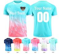 Custom Football Shirt Kids Adult with Number Name Team Personalised Football Shirt with Logo for Women Men