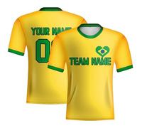 Custom Football T-Shirt Jersey Brazil,NO 10 Football Training Shirts Add Your Own Team Name Number Logo Soocer Kit for Men Women Kids