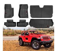 Custom for 2007-2018 Jeep Wrangler JK 2 Door Floor Mats & Trunk Cargo Liner & Backrest Mat TPE All Weather Car Liners Accessories (for 2007-2018 Jeep Wrangler JK 2 Door Full Set)