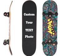 Custom Four-Wheel Concave Skateboard, Professional Skateboard, Maple Wood, Double Kick Concave Deck, Skateboards for Beginners, Teens & Adults