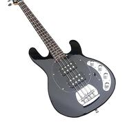 Custom Four-Wire Black Electric Bass with Enlarged Line - Perfect for Bassists Seeking a and High- Instrument for Personalized Performance