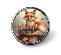 Custom Fox in The Woods Lapel Pin Aluminum Alloy Button Badge Personalized Exquisite Brooch Classic Mini Pin 1 Inch for Backpacks Hat Suit Jacket Clothing Decoration