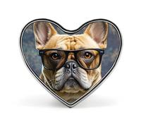 Custom French Bulldog Wearing Sunglasses Lapel Pin Aluminum Alloy Button Badge Personalized Heart Exquisite Brooch Classic Mini Pin for Backpacks Hat Suit Jacket Decoration