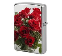 Custom Fresh Red Roses Lighter Case Personalized Metal Lighter Cover Holder Reusable Shockproof Protective Lighters Without Insert Gift for Men Women Dad Husband