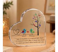 Custom Friendship Gifts | Sea Glass Birds Heart Acrylic Plaque with Names