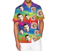 Custom Funky Shirts for Men Personalised Hawaiian Shirt Clothing with Face Funny Hawaiian Shirts Short Sleeve Unisex with Pet Photos Gifts for Birthday, Valentine's Day, Anniversary, X-Mas (Style16)