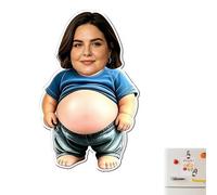 Custom Funny Belly Fridge Magnets, Funny Face Personalized Photo Fridge Magnet, 3D Soft Belly Refrigerator Magnet Decoration for Couples, Mom & Dad Son Daughter (Blue A 1pcs)