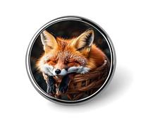 Custom Funny Fox Creature Sleeping Lapel Pin Aluminum Alloy Button Badge Personalized Exquisite Brooch Classic Mini Pin 1 Inch for Backpacks Hat Suit Jacket Clothing Decoration