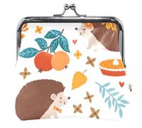 Custom Funny Hedgehog White Leather Coin Purses & Pouches Cute Buckle Kiss Lock Money Change Pouch, Funny Hedgehog White, Classic