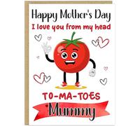 Custom Funny Mother's Day Cards Personalised Name Mum Nanny Grandma etc Fun Relatable Pun Designs Humorous Card For Mother's Day Celebrations (Tomato)