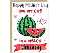 Custom Funny Mother's Day Cards Personalised Name Mum Nanny Grandma etc Fun Relatable Pun Designs Humorous Card For Mother's Day Celebrations (Melon)