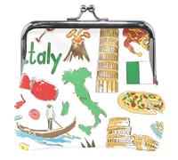 Custom Funny Sketch Italy Leather Coin Purse for Women Girls Buckle Kiss Lock Girls Change Coin Wallet, Funny Sketch Italy, OneSize