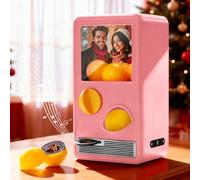 Custom Gacha Machine, Personalised Gachapon Machines That Plays Songs, Toy Capsule Vending Machine with Photo & Music, Record Player with Custom Cd, Customised Gifts for Him Her (Coral Pink)