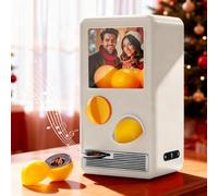 Custom Gacha Machine, Personalised Gachapon Machines That Plays Songs, Toy Capsule Vending Machine with Photo & Music, Record Player with Custom Cd, Customised Gifts for Him Her (Ivory White)