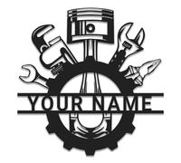 Custom Garage Tools Repair Metal Wall Art,Personalized Garage Tools Name Wrench Spanner Decor Garage Decor Workshop Sign,Personalized Fathers Day Gift (Style-10)