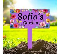 Custom Garden Flower Metal Sign with Stake,Personalized Gardeners Name Signs for Outside Yard,Customized Gardening Gifts Decor Grandma Mother,Butterfly Floral Plaque Decoration for Lawn Patio Gardener