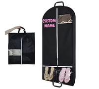 Custom Garment Bags for Hanging Clothes - Embroidered Clear Window Uniform Covers with Handles, Personalised Black Suit Bag for Closet Storage Gifts for Cheerleading Costumes & Travel Essentials