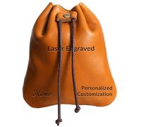 Custom Genuine Leather Drawstring Pouch Name or Phrase, Personalized Coin Purse Change Holder,Medieval Customziable Multipurpose Medicine Bag (Custom)
