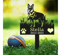 Custom German Shepherd Dog Memorial Grave Marker with Stake,Personalized Dogs Name Memorials Engraved Burial Sign,Customized Loss of Sympathy Gifts for Pet Owner,Flower Pets Headstone for Cemetery