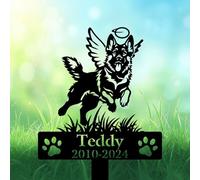 Custom German Shepherd Grave Marker, Angel German Shepherd Playing in Heaven Garden Stakes, German Shepherd Dog Loss Gift, Dog Headstone, Pet Memorial Plaque, Personalised Name Sign