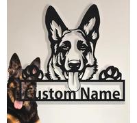 Custom German Shepherd Metal Wall Sign | Personalized Dog Name Art | Stylish Room & Home Decor | Unique Gift for Dog Lovers & Pet Owners | 8 to 24 Inches
