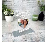 Custom Gift - Present - 25th Wedding Anniversary Photo Personalised Acrylic Plaque - Personalised Gift Decorative Plaque With Stand