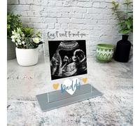 Custom Gift - Present - For Dad To Be Baby Scan Pregnancy photo Personalised Acrylic Plaque - Personalised Gift Decorative Plaque With Stand
