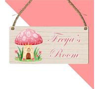 Custom Girls Hanging Room Name Plaque | Personalised Kids Bedroom Sign | Fairies Rainbows Unicorns Princess Mermaid Ballet Bedroom Décor (Fairy House)
