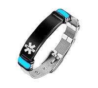 Custom Glow in The Dark Medical Alert Bracelet for Men Women, Personalised Medic Identification Awareness Emergency ID Mesh Wristband, Disease/ICE Number/Food Allergies/Meds Conditions Free Engrave