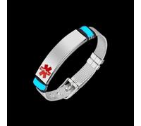 Custom Glow in The Dark Medical Alert Bracelet for Men Women, Personalised Medic Identification Awareness Emergency ID Mesh Wristband, Disease/ICE Number/Food Allergies/Meds Conditions Free Engrave