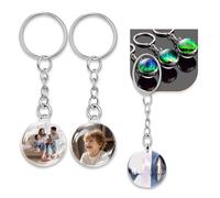 Custom Glow Keychain,1-10 PCS Keyring with Personalized Photos Text Name Messages - Double-Sided Cute Key Ring for Couples, Anniversary Key Lighting Up Nightly