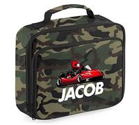 Custom Go Kart Lunch Cooler Bag, Boys Back to School Gifts, Custom Bags for Kids Who Loves Go Karting, Primary or Nuresery Girls Lunch Bags, Childs Lunch Box, 24cm x 20cm x 8cm, Camo