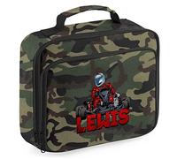 Custom Go Karting Lunch Cooler Bag, Boys Back to School Gifts, Custom Bags for Kids Who Loves Go Karting, Primary or Nuresery Girls Lunch Bags, Childs Lunch Box, 24cm x 20cm x 8cm, Camo