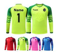 Custom Goalkeeper Kit for Kids Youth Adult Men Women Personalised Football Goalie Shirt with Name Number Team Logo Neon Green