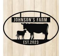 Custom Goat and Cow Metal Wall Art,Personalised Farmer Name Sign,Customized Signs for Ranch Barn Farmhouse,Home Decor,Welcome Sign,Housewarming Gift Goat-3