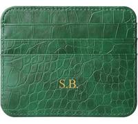 Custom Gold Silver Initial letters Credit Card Holder Wallet, PU Leather Ultra Slim Wallet, Personalized Thin Minimalist Credit Card Case Card Protector, Pocket Wallets for Men, Women, Green, Casual