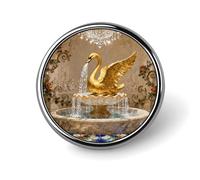 Custom Golden Swan Pins 1 in Personalized Collar Brooch Pin Vintage Badge for Bags Hats Jackets Backpacks Suits Shirts Clothes Decoration Jewelry Collection Gifts for Women Men-Round