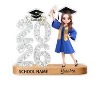 Custom Graduate Theme Cartoon Figure Unique Acrylic Plaque Presents Personalized Name Heartwarming Decorative Gifts From Family Friends Customized Name Graduation Home Decor For Son And Daughter
