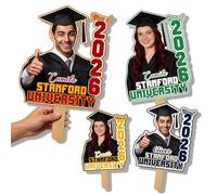 Custom Graduation Big Head Cutout on a Stick 2026 Personalized Cardboard Face Photo Fan Fat Head Cutouts Graduation Party Decorations Senior College Celebration Favors Photo Props (Style 3)