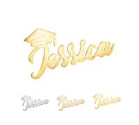 Custom Graduation Brooch Pin - Personalised Name & Year Badge - Stainless Steel Lapel Pin with Gold/Silver/Rose Gold Finish - Monogram Letter Jewelry for Women Men - Unique University Gift (Silver)