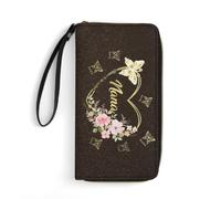 Custom Grandma Name Bifold Wallet Personalized Leather Long Wallet with Family Name and Butterfly Print Gift For Nana Mother From Grandkids Nana's Garden Sweethearts Custom Leather Cardholder Wallets