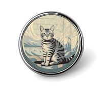 Custom Gray Tabby Cat Lapel Pin Aluminum Alloy Button Badge Personalized Exquisite Brooch Classic Pin 1 Inch for Backpacks Hat Suit Jacket Clothing Decoration