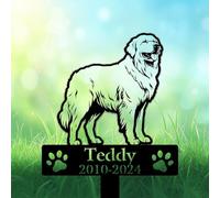 Custom Great Pyrenees Grave Marker, Great Pyrenees Dog Smiling on Grass Garden Stakes, Great Pyrenees Memorial Gifts, Dog Headstone, Pet Memorial Plaque, Personalised Name Sign