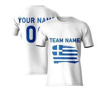 Custom Greece T-Shirt for Men Adults Boys - Country Support Greece Football Top - Custom Team Name Number Team Jerseys White