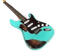 Custom green, electric guitar, red tortoise shell guard board, cow bone string