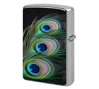 Custom Green Peacock Feather Lighter Case Personalized Metal Lighter Cover Holder Reusable Shockproof Protective Lighters Without Insert Gift for Men Women Dad Husband
