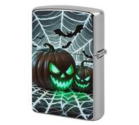 Custom Green Pumpkin Lighter Case Personalized Metal Lighter Cover Holder Reusable Shockproof Protective Lighters Without Insert Gift for Men Women Dad Husband